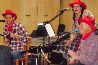 Milosh, Megan and Mike yukked it up at Friday night’s Festival Talent Show at Oso Hall